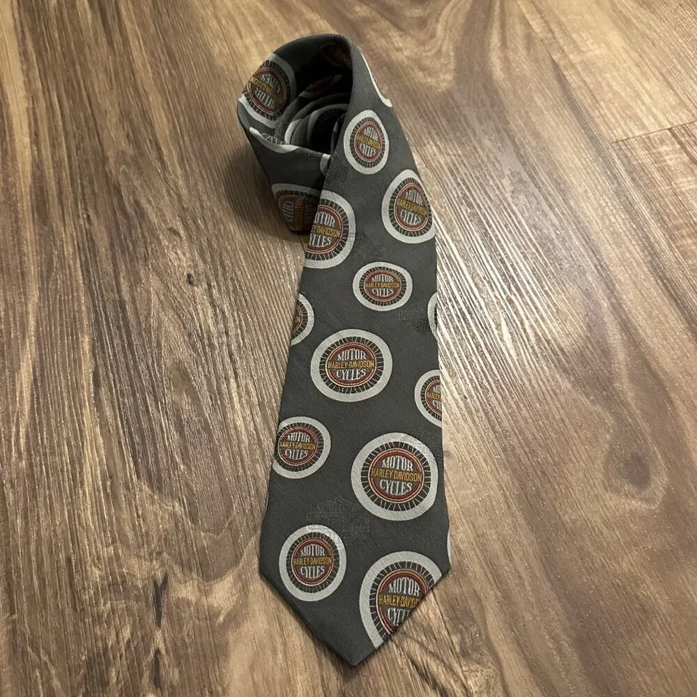 RM Style Harley Davidson Motorcycles Men's Green Silk Tie‎